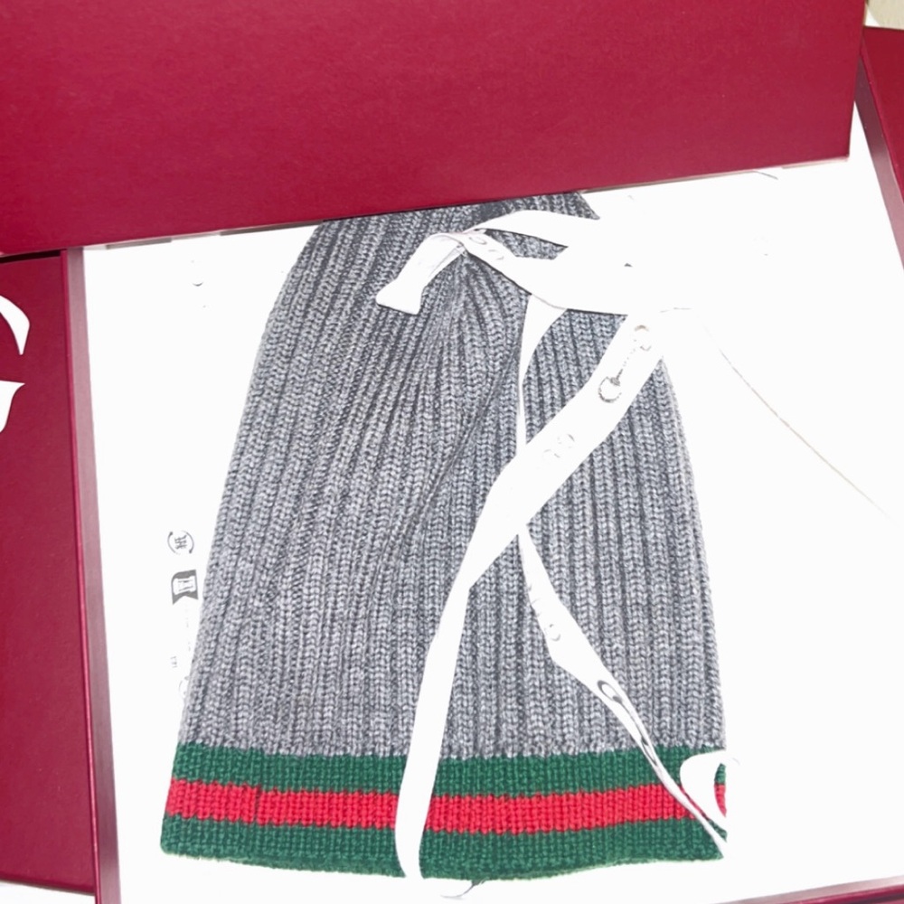 Gucci Gray and Green Knit Beanie